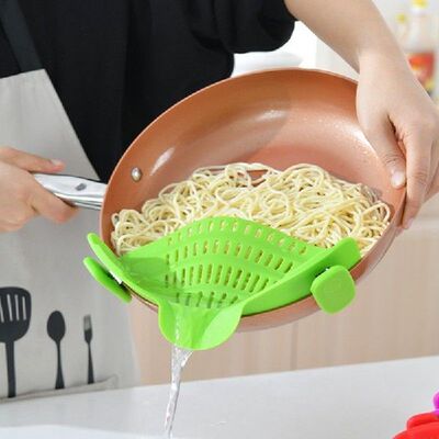 Silicone Kitchen Strainer Clip Pan Drain Rack Bowl Funnel