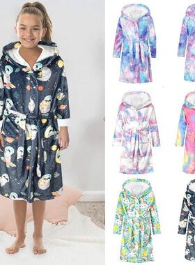 Flannel Kids Bathrobe Sleepwear Children Night-robe