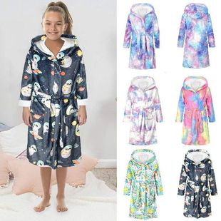 Flannel Kids Bathrobe Sleepwear Children Night-robe
