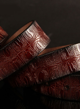 Printed casual denim leather belt 休闲牛仔裤皮带 男