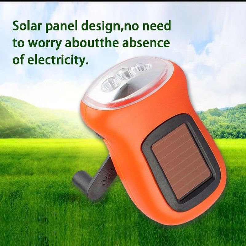 Hand Crank Solar Powered Flashlight Survival Gear Manual