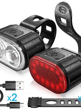 2PCS LED Bike Light Set USB Rearchargeable Bike Front Rear