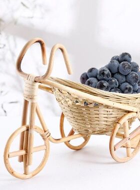 Bike Shape Wicker Bread Basket Handmade Bamboo Art Crafts