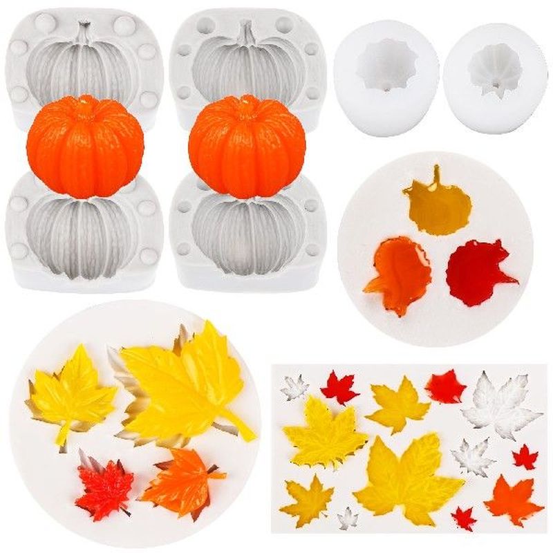 7Pcs 3D Pumpkin Maple Leaves Fondant Mold Fall Thanksgiving