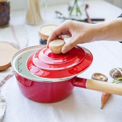 housewives enamel series single handle milk pot Baobao milk