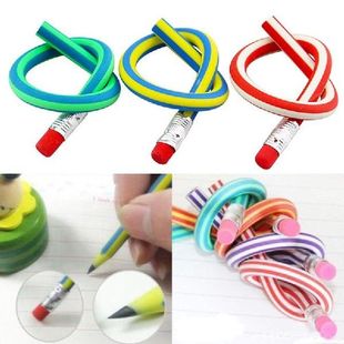 Flexible Pencil With Eraser Children Colorful Stripes Magic