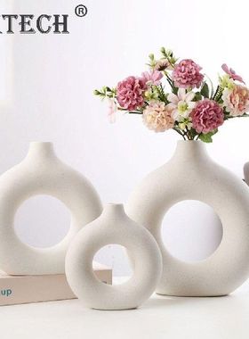 Doughnut Vase Nordic Modern Ring Shape Ceramic Donuts