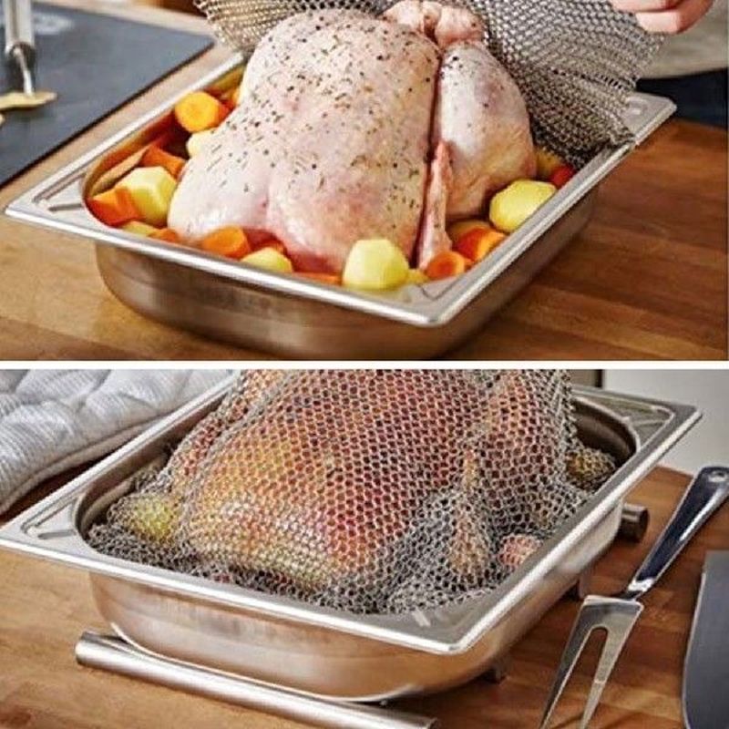 Silver Stainless Steel Cast Iron Cleaner Chainmail Scrubber