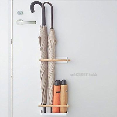 2 layers Nordic Iron Wood Magnet Umbrella Stand Holder