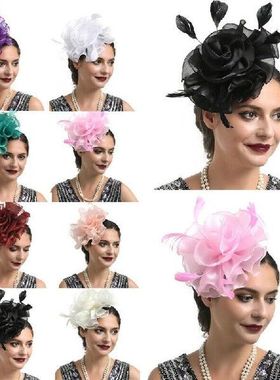 2020 New Fashion Ladies Fascinator Feather Flower Hair Clip