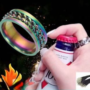 Wine Bottle Opener Titanium Steel Ring Rotatable Chain Beer