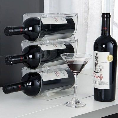 Freestanding Wine Rack Clear PET Stackable Display and