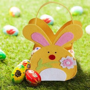 Easter Bunny Gift Bag Rabbit Candy Bag Tote Bag Yellow And