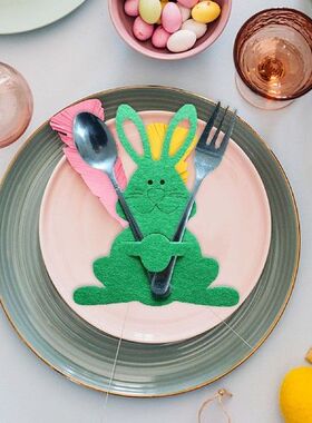 Easter Style Cutlery Bag 4 Pieces Rabbit Silverware Holders