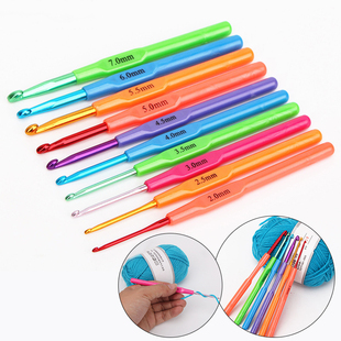 1Pcs Plastic Handle Aluminum Crochet Needle Crochet Hooks