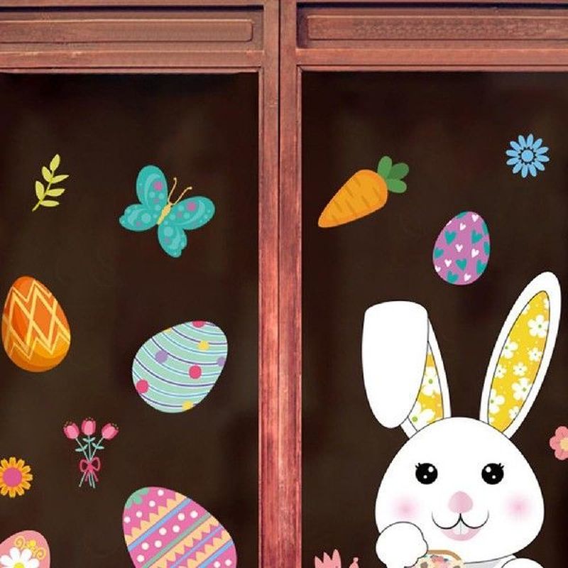 9Pcs  Window Clings Decor High Quality Easter Window Clings