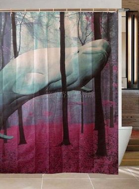 Fantasy art animals whale Waterproof Shower Curtain Decor