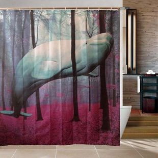 Fantasy art animals whale Waterproof Shower Curtain Decor