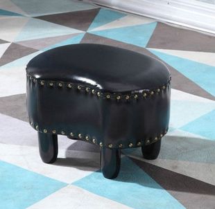 American wooden leather stool sofa stool household living