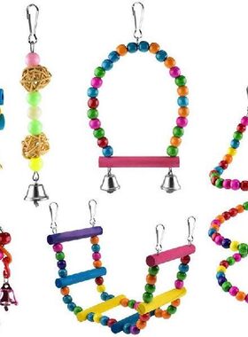 6 Pcs Bird Parrot Toys Bird Swing Toy Colorful Chewing