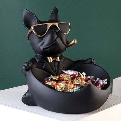 French Bulldog Statue Cool Dog Figurine Creative Storage