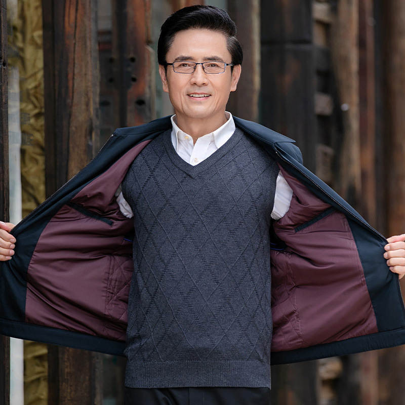 冬季加绒加棉加厚男式夹克中年中老年男装外套爸爸装厚款棉衣上衣