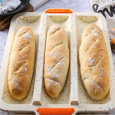 3 Grids Baguette Baking Tray Silicone Nonstick Bread Pan
