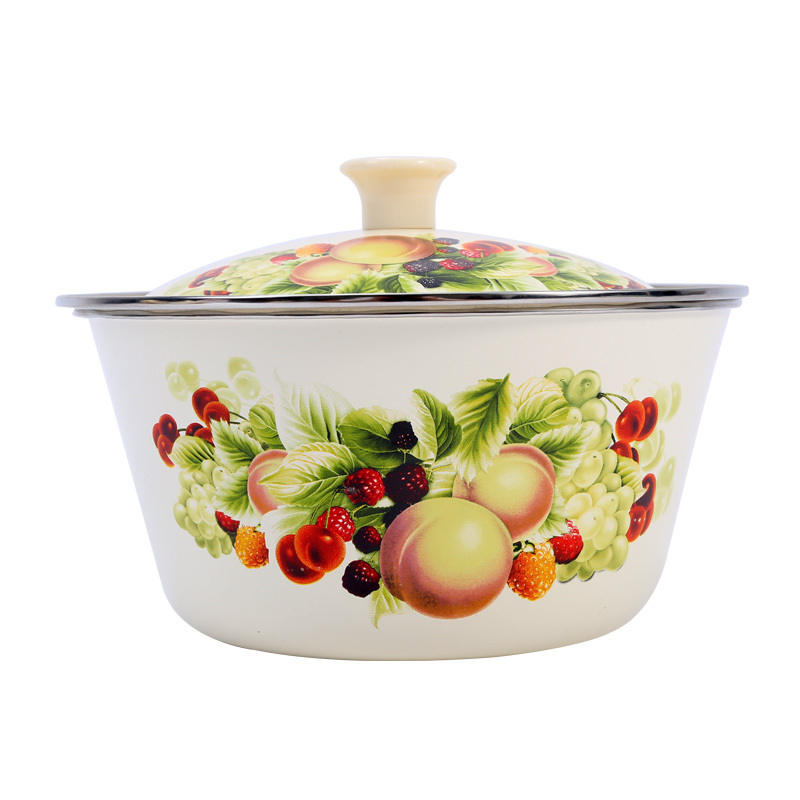 Enamel Basin Thickened with Cover Nostalgic Old-Fashioned