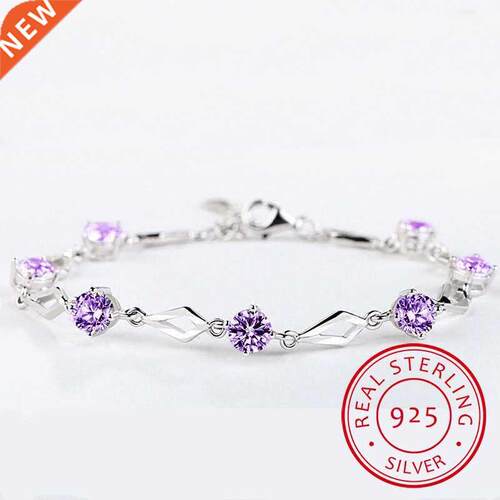 Silver 925 Jewelry Bracelets for Women rendy Amethyst 925 St