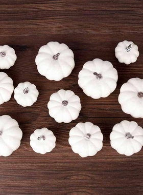 12 Pcs Mini White Pumpkin Halloween Decorative Desktop