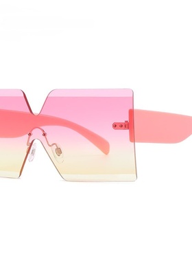 Oversized Square Rimless Sunglasses Women Conjoined Large F