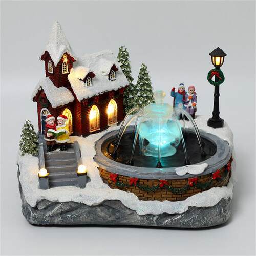 New Christmas Fountain House Luminous Snow View House Happy