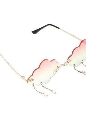 Sunglasses Cloud Glasses Rimless Disco Tassel Shaped