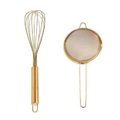 2Pcs/ Set Egg Beater Hand Whisk Egg Mixer Flour Sifter
