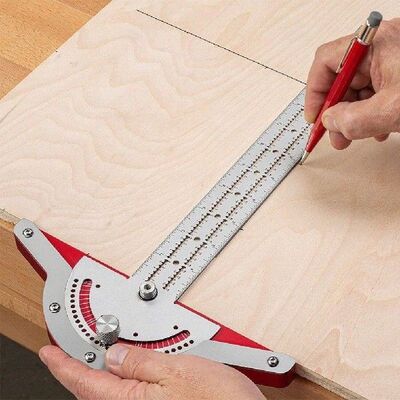 Adjustable Stainless Steel Woodworkers Edge Rule Protractor