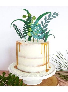 Cupcake Flags Nature Green Plant Cake Toppers Laser Jungle