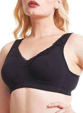 Wireless Black Plus Size Bra Underwear Cotton Full Large Cup