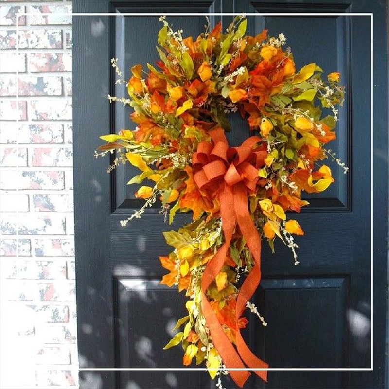 Thanksgiving Wreath Autumn Theme Door Wreath Fall Hydrangea