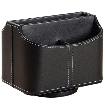 Leather Remote Control Holder,360 Degree Spinning Desk TV Re
