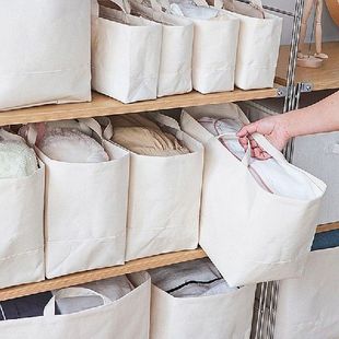 Cotton Linen Closet Storage Bags Plain Tote Bag Canvas