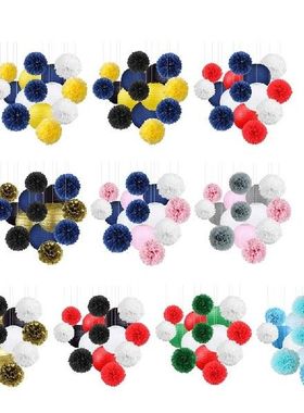 K1MF 15 Buah Lentera Bola Kertas Gantung Kertas Tisu Poms