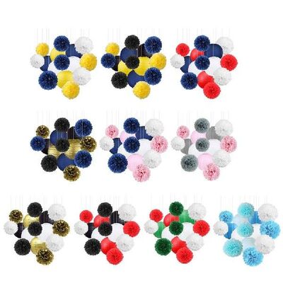 K1MF 15 Buah Lentera Bola Kertas Gantung Kertas Tisu Poms