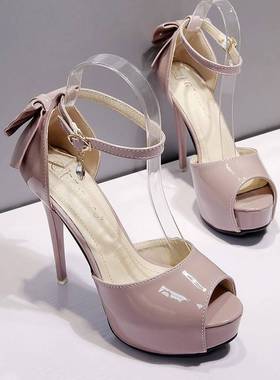 ladies peep toe 12CM high heels women platform bows sandals