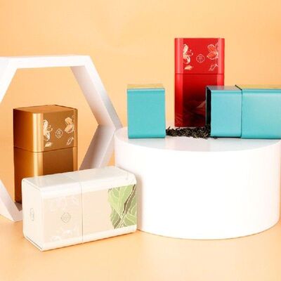 K1MF Wadah Penyimpanan Teh Persegi Panjang Kaleng Teh Wadah