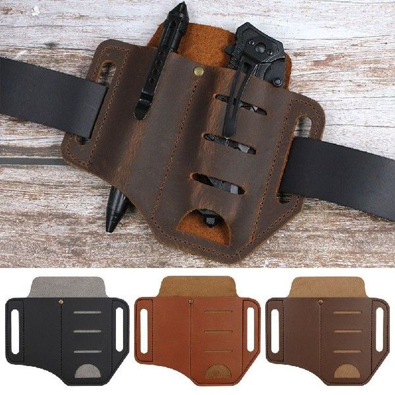 Sheath Holster Pocket Hunt Leather Sheath Holder Fold Knife