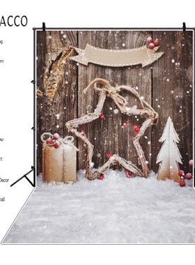 Laeacco Christmas Photophone Wooden Board Star Gift Pine Sn