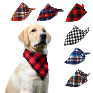 Pet Accessories Dog Bandana Large Pet bandana Cotton Plaid S