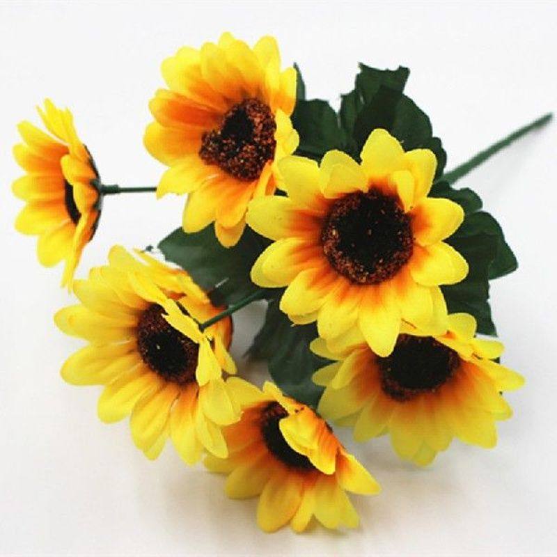 artificial flower yellow sunflower beautiful 7heads