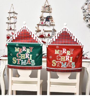 Christmas Chair Cover Cute Letter Print Snowflake Plaid