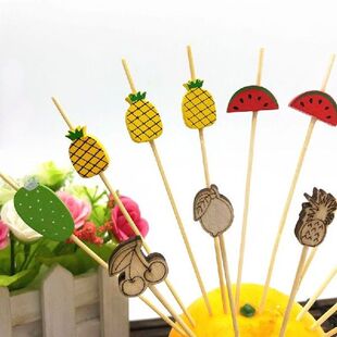 100 Buah Bambu Sekali Pakai Makanan Buah Koktail Buatan